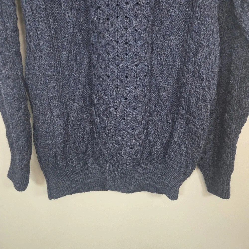 Aran Woollen Mills 100% Wool Irish Fisherman Cable Knit Sweater Made Ireland